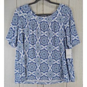 Croft & Barrow Blue and White Patterned Blouse
